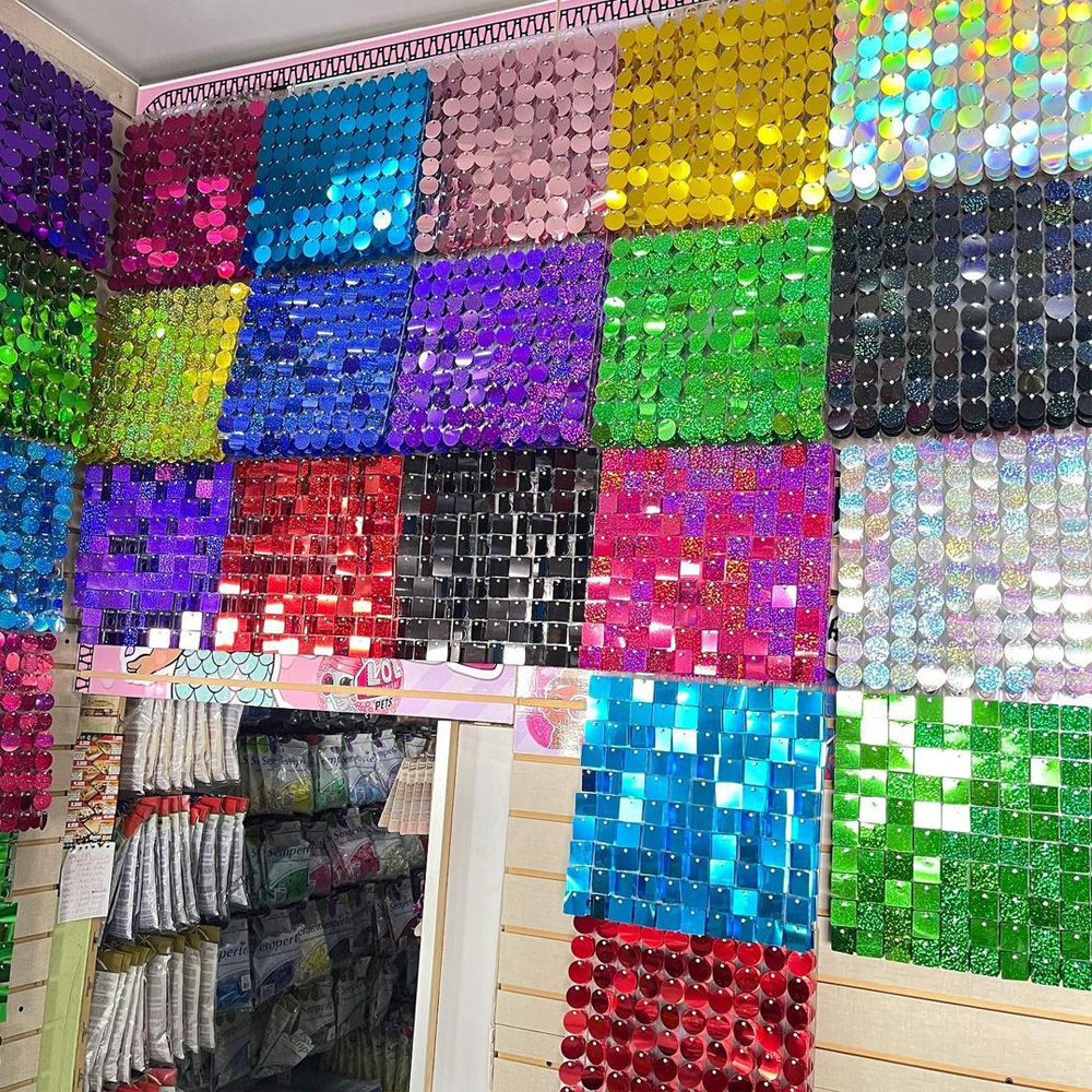 Sequin Fabric Panel - Party Backdrop Decorations Sequins Board Silver