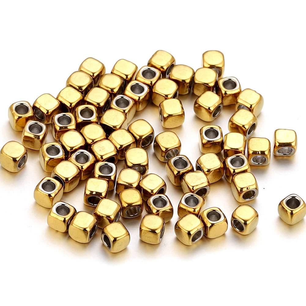 Embroidery Craft - 50pcs 2/3/4mm Stainless Steel Square Spacer