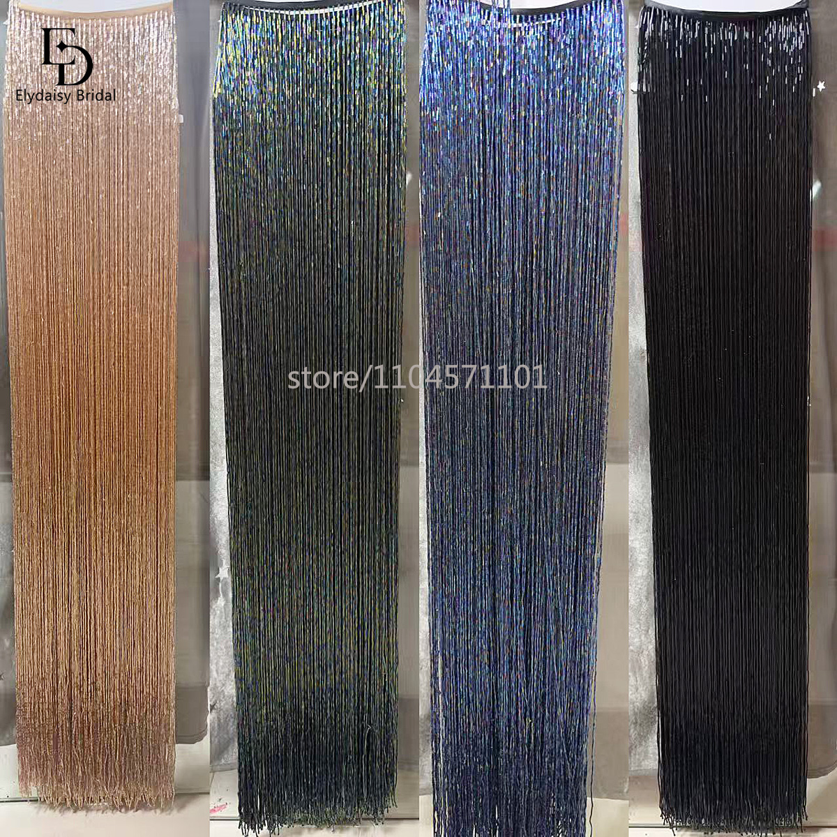 Fringe Ribbon Sewing - ELYDAISY 1Meter Length Champagne/Gold Satin Tassel