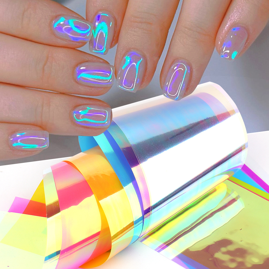 Glitter Vinyl Roll - 8pcs Holographic Aurora Film Nail Glass