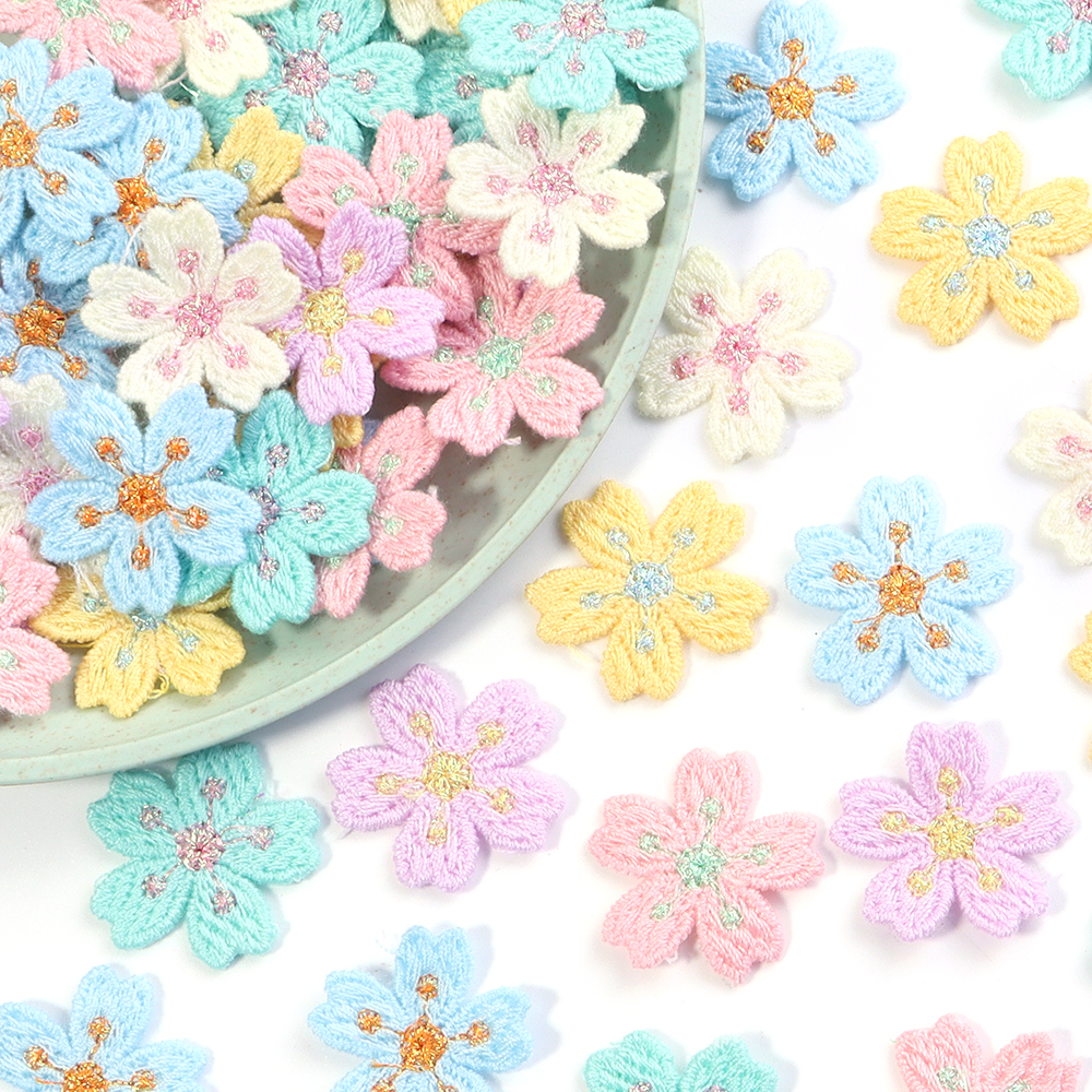 Embroidery Embellishments - 20pcs/lot Colorful 2.4cm Embroidery Flower Appliques