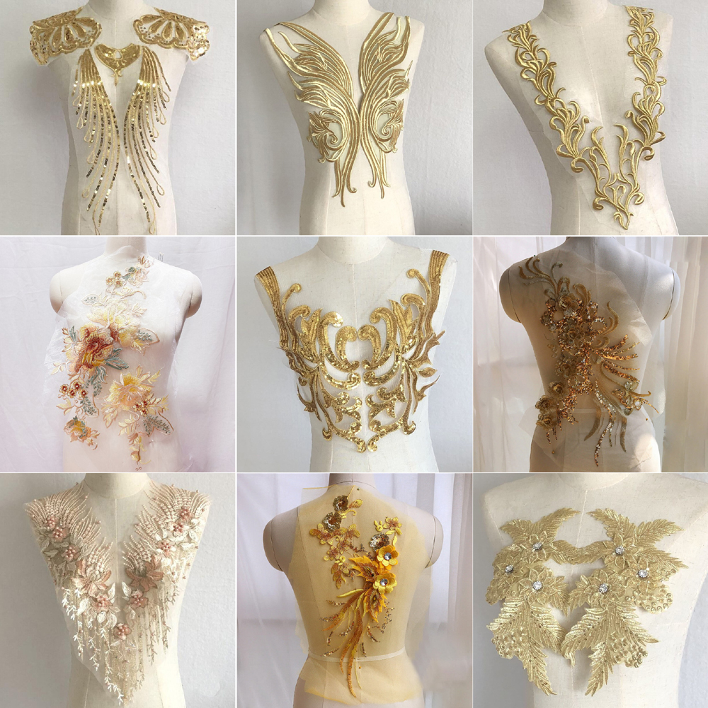 Applique Patch Flower - Clothing Gold Sequin Flower Patch Applique
