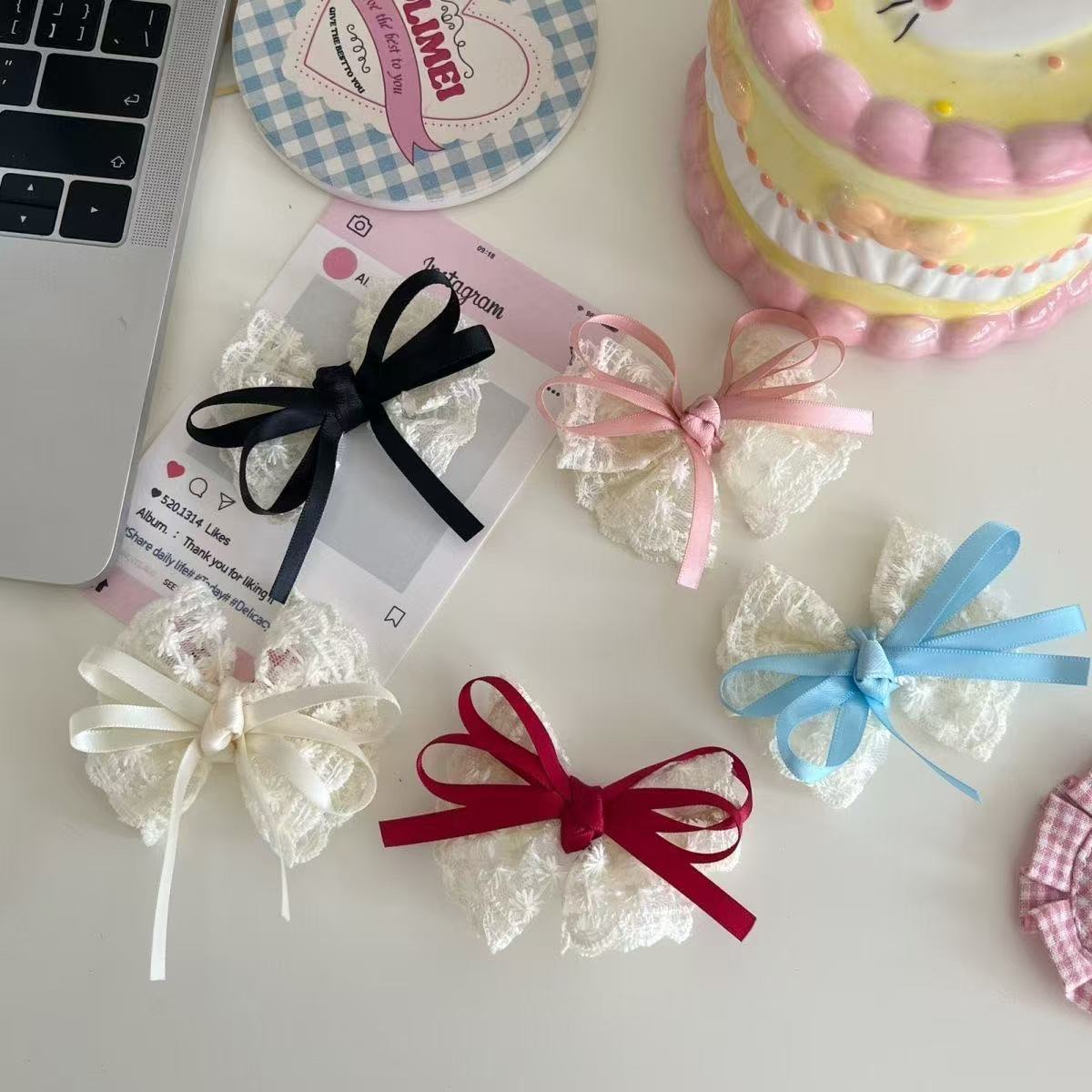 2Pcs Elegant Lace Bow Hairpins - مراجعة Lace Ribbon Trim وسعره