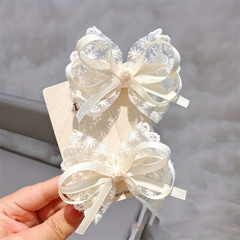 2Pcs Elegant Lace Bow Hairpins - مراجعة Lace Ribbon Trim وسعره