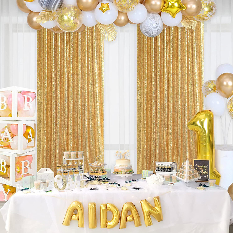 Gold/Silvery Sequin Backdrop C - مراجعة Sequin Fabric Panel وسعره