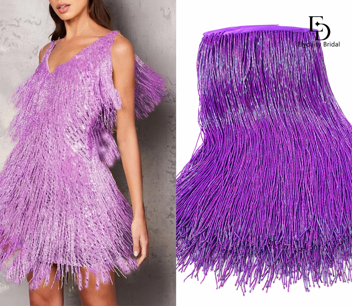 30CM Long Purple Green Black B - مراجعة Fringe Ribbon Sewing وسعره