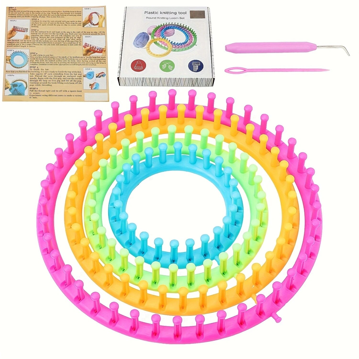 4 Size Round Plastic Scarf Kni - مراجعة Pom Pom Maker Tool وسعره