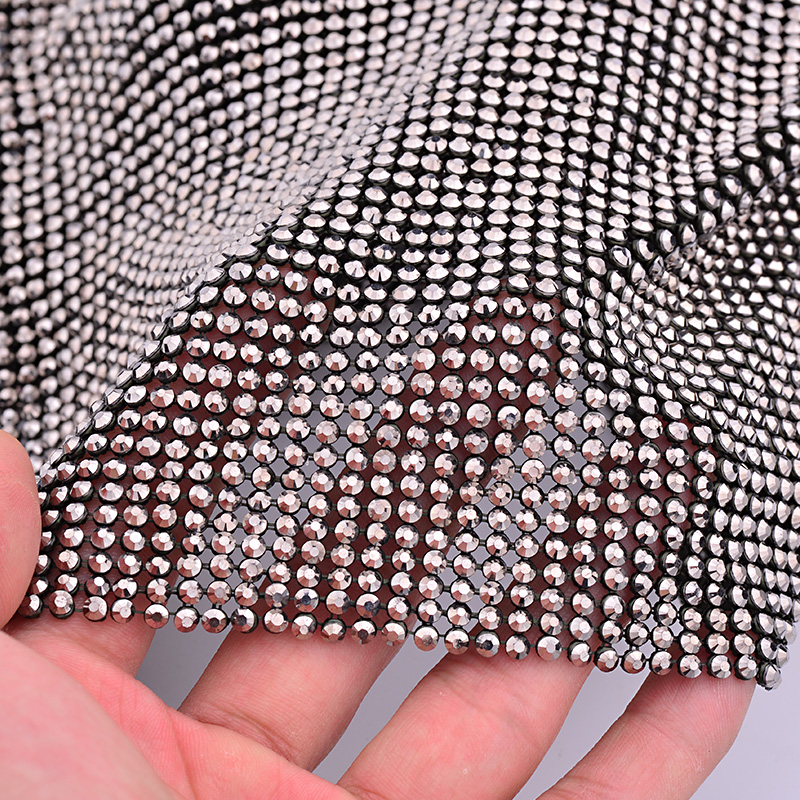 JUNAO 45*120cm Black Gold Crys - مراجعة Crystal Mesh Fabric وسعره