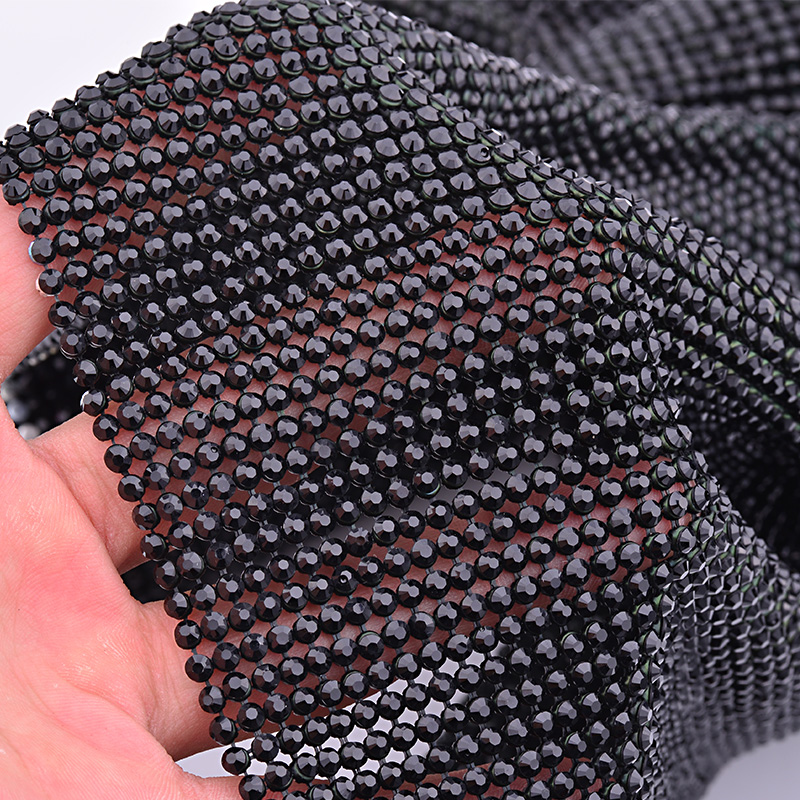 JUNAO 45*120cm Black Gold Crys - مراجعة Crystal Mesh Fabric وسعره