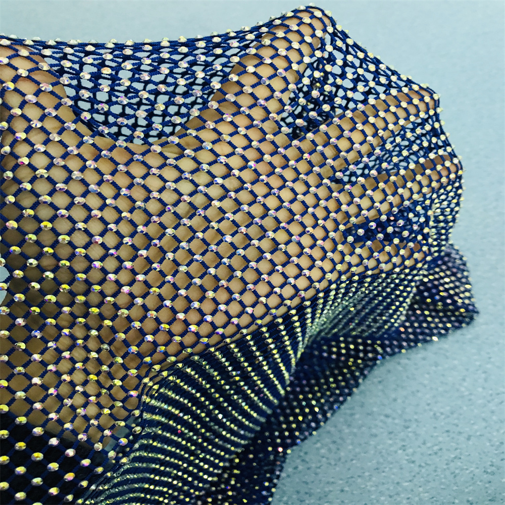 Chunky Glitter Blue Yellow Gla - مراجعة Crystal Mesh Fabric وسعره