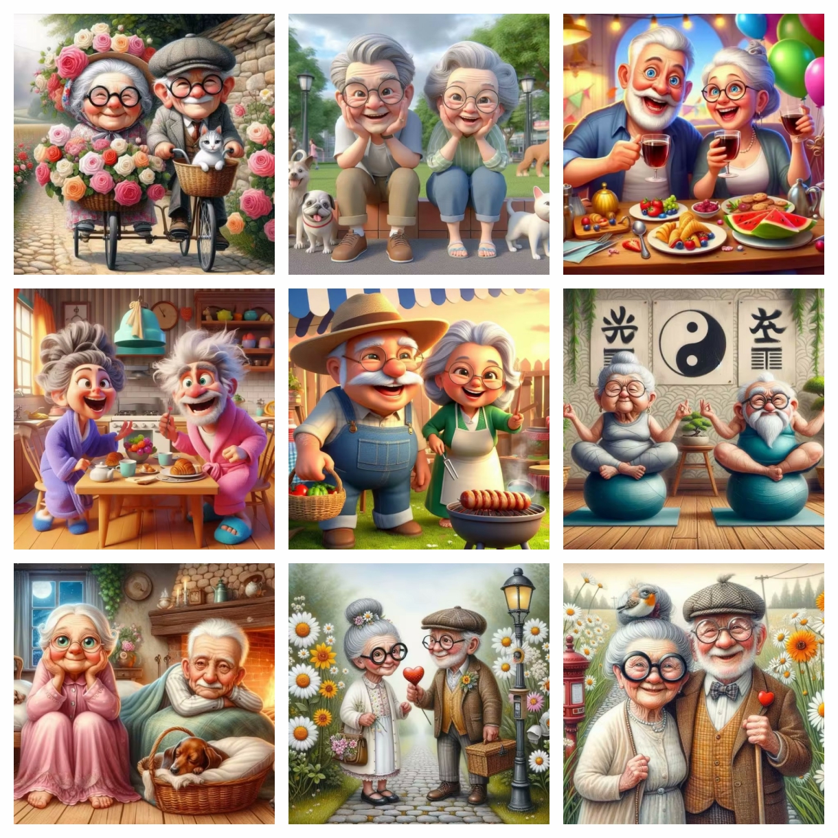 Cartoon Happy Old Couple 5D Fu - مراجعة Embroidery Embellishments وسعره