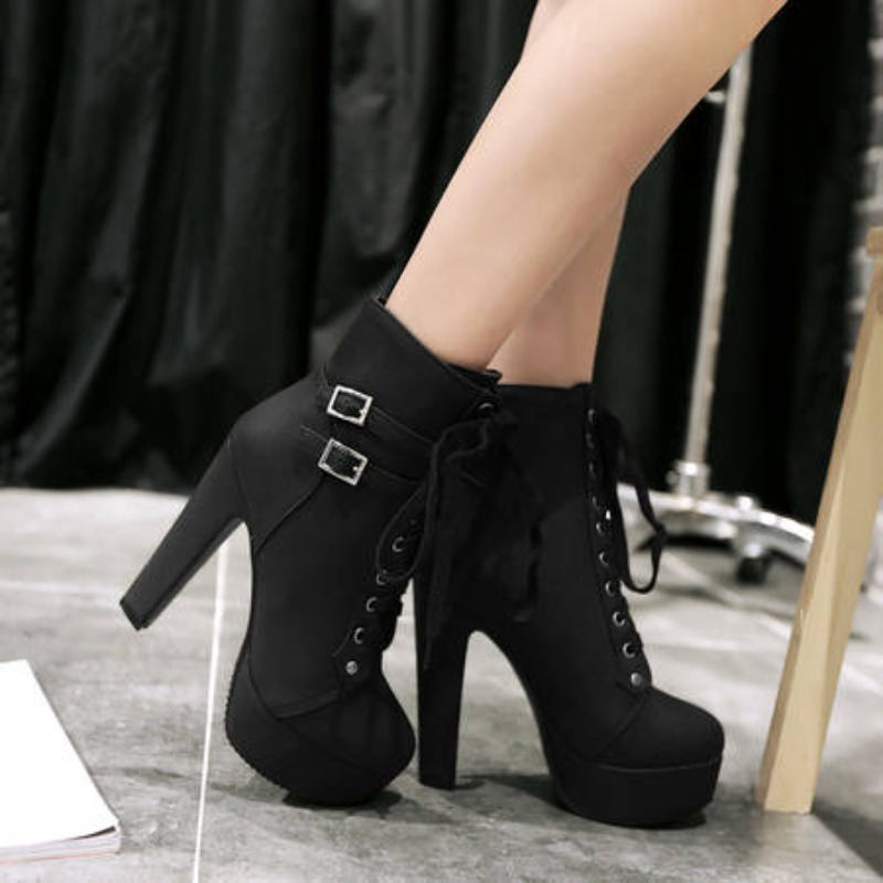 Winter Women Platform Ankle Bo - مراجعة Guipure Lace Panel وسعره