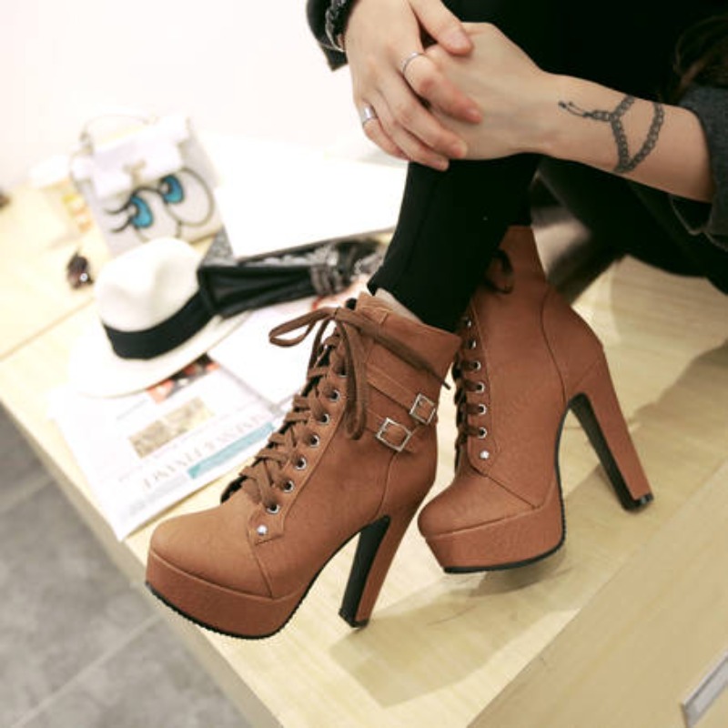 Winter Women Platform Ankle Bo - مراجعة Guipure Lace Panel وسعره