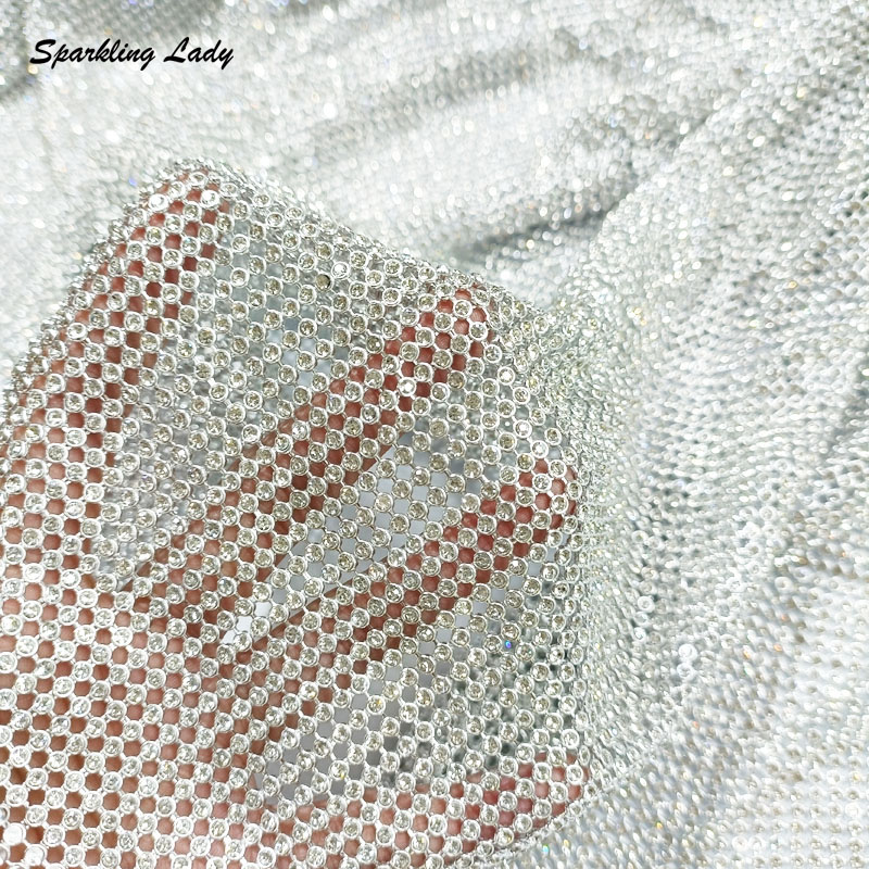 3MM Fashion Metal Rhinestone F - مراجعة Crystal Mesh Fabric وسعره