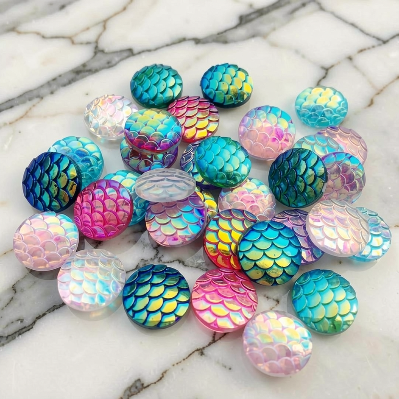 80pcs 12mm Mermaid Fish Scale  - مراجعة Embellishment Glue Craft وسعره