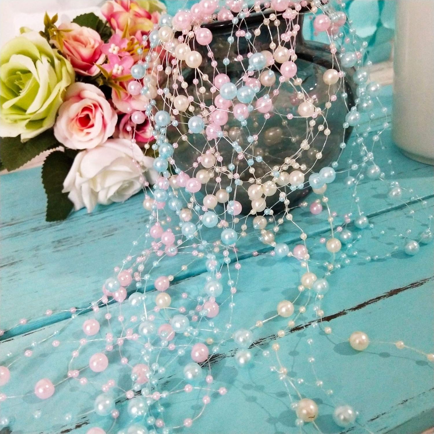 30/60m 3-8mm Fishing Line Arti - مراجعة Pearl Trim Chain وسعره