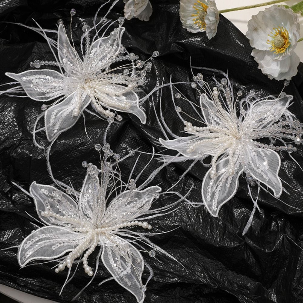 Feather Pearl 3D Organza Flowe - مراجعة Applique Patch Flower وسعره