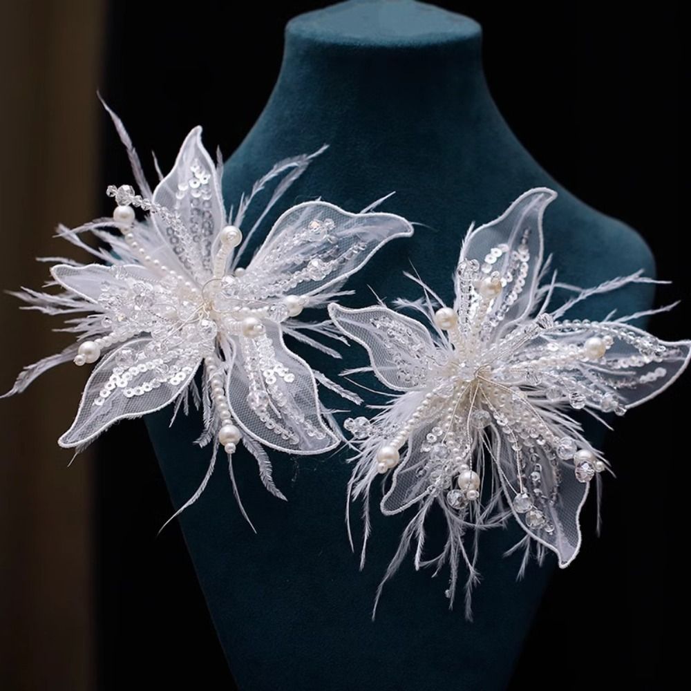 Feather Pearl 3D Organza Flowe - مراجعة Applique Patch Flower وسعره