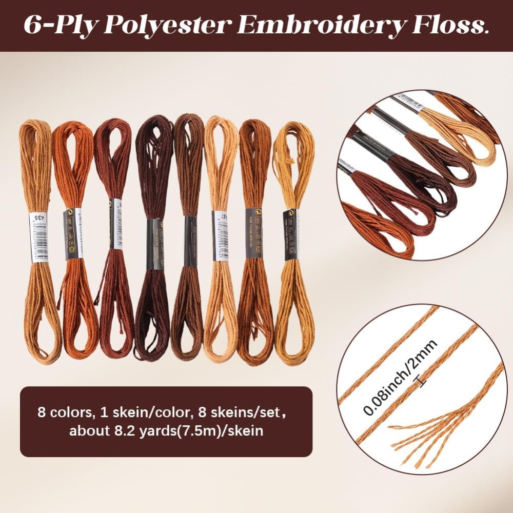 8 Skeins 6 Strands Brown Embro - مراجعة Embroidery Embellishments وسعره