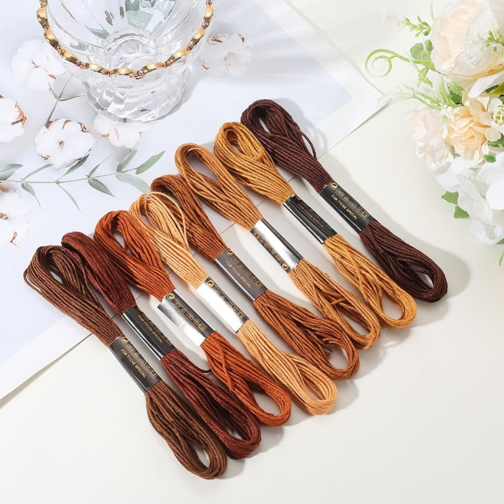 8 Skeins 6 Strands Brown Embro - مراجعة Embroidery Embellishments وسعره