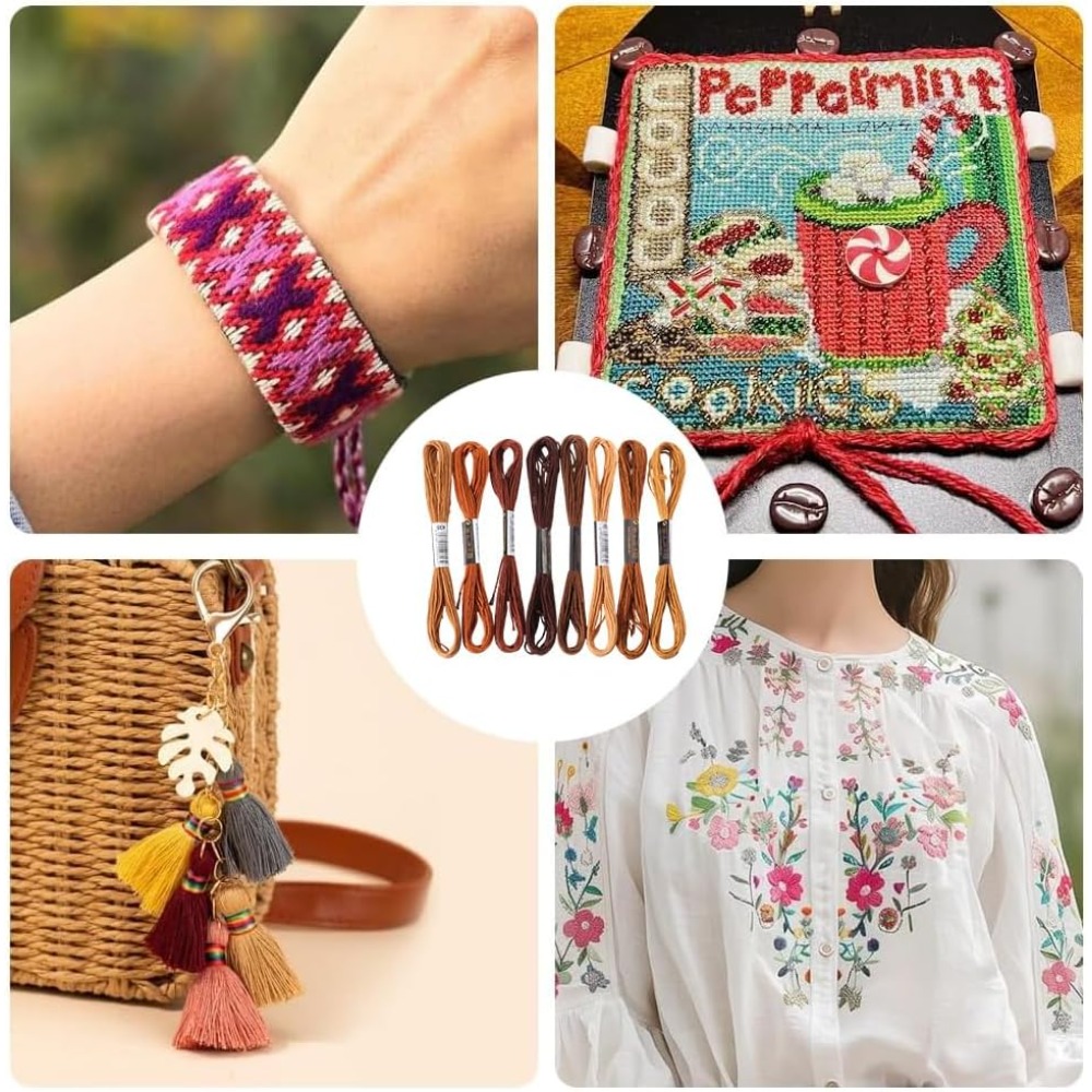 8 Skeins 6 Strands Brown Embro - مراجعة Embroidery Embellishments وسعره