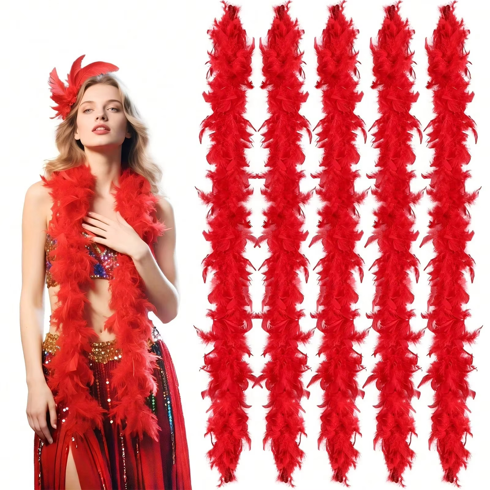 Red Marabou Feather Boa Trim F - مراجعة Feather Trim Marabou وسعره