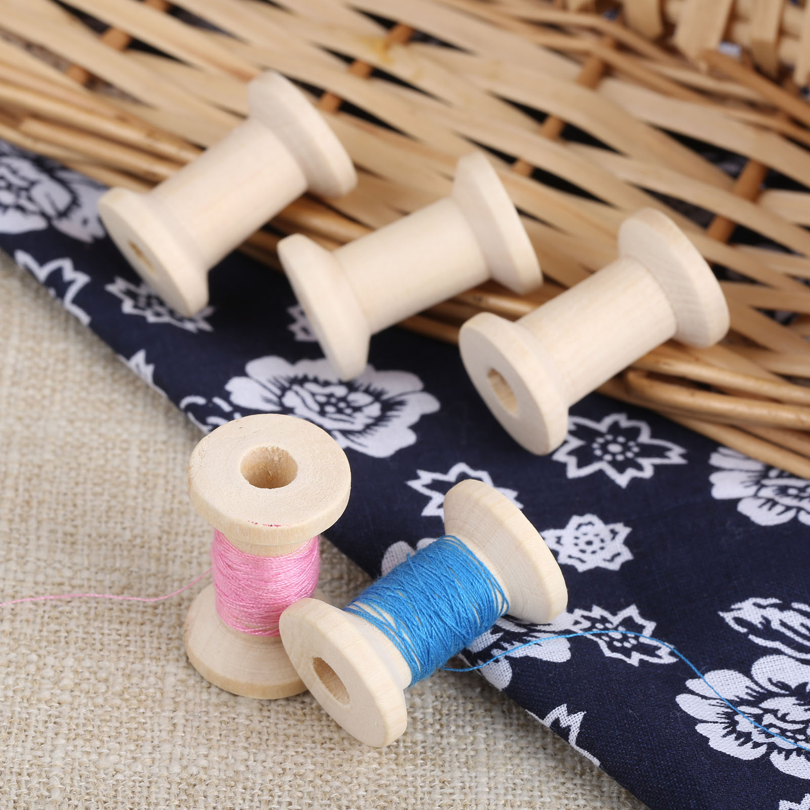 10Pcs Sewing Wooden Bobbins Sp - مراجعة Organza Ribbon Spool وسعره