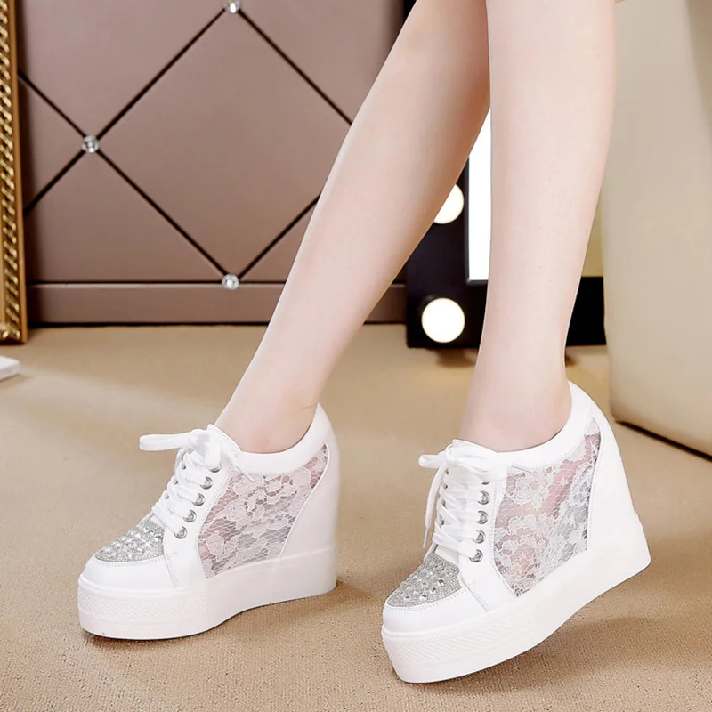 Fashion Sneakers Women Platfor - مراجعة Crystal Mesh Fabric وسعره