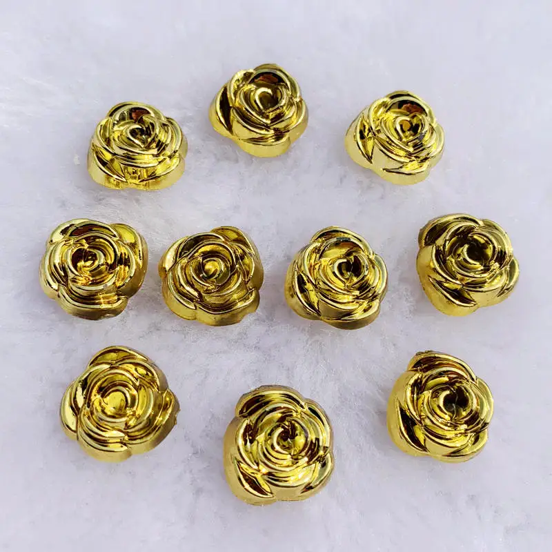 40pcs 14mm Gold Rose Flowers R - مراجعة Embellishment Glue Craft وسعره