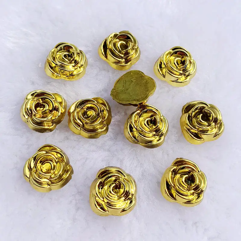 40pcs 14mm Gold Rose Flowers R - مراجعة Embellishment Glue Craft وسعره