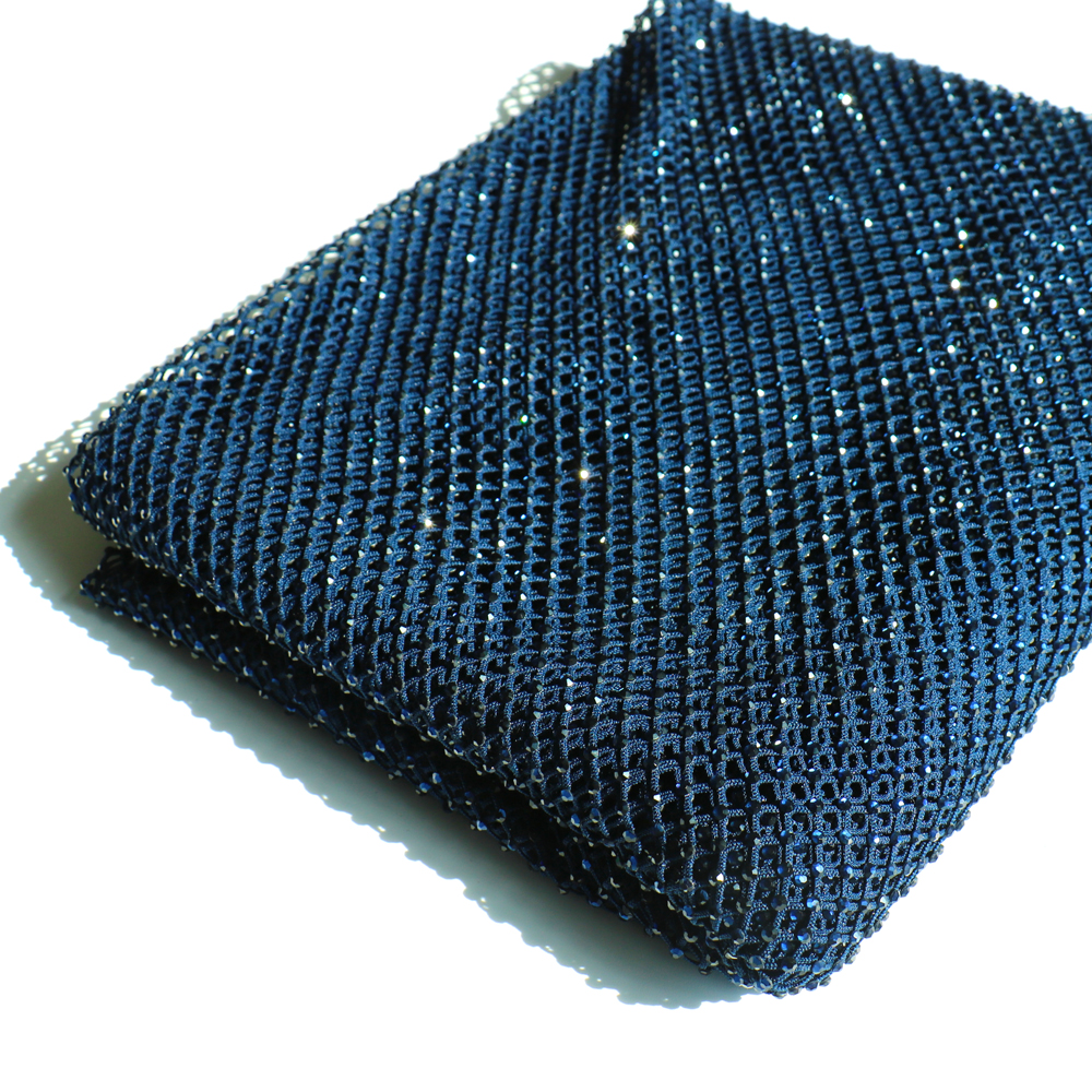 SS10 Rhinestones Mesh Navy Col - مراجعة Crystal Mesh Fabric وسعره