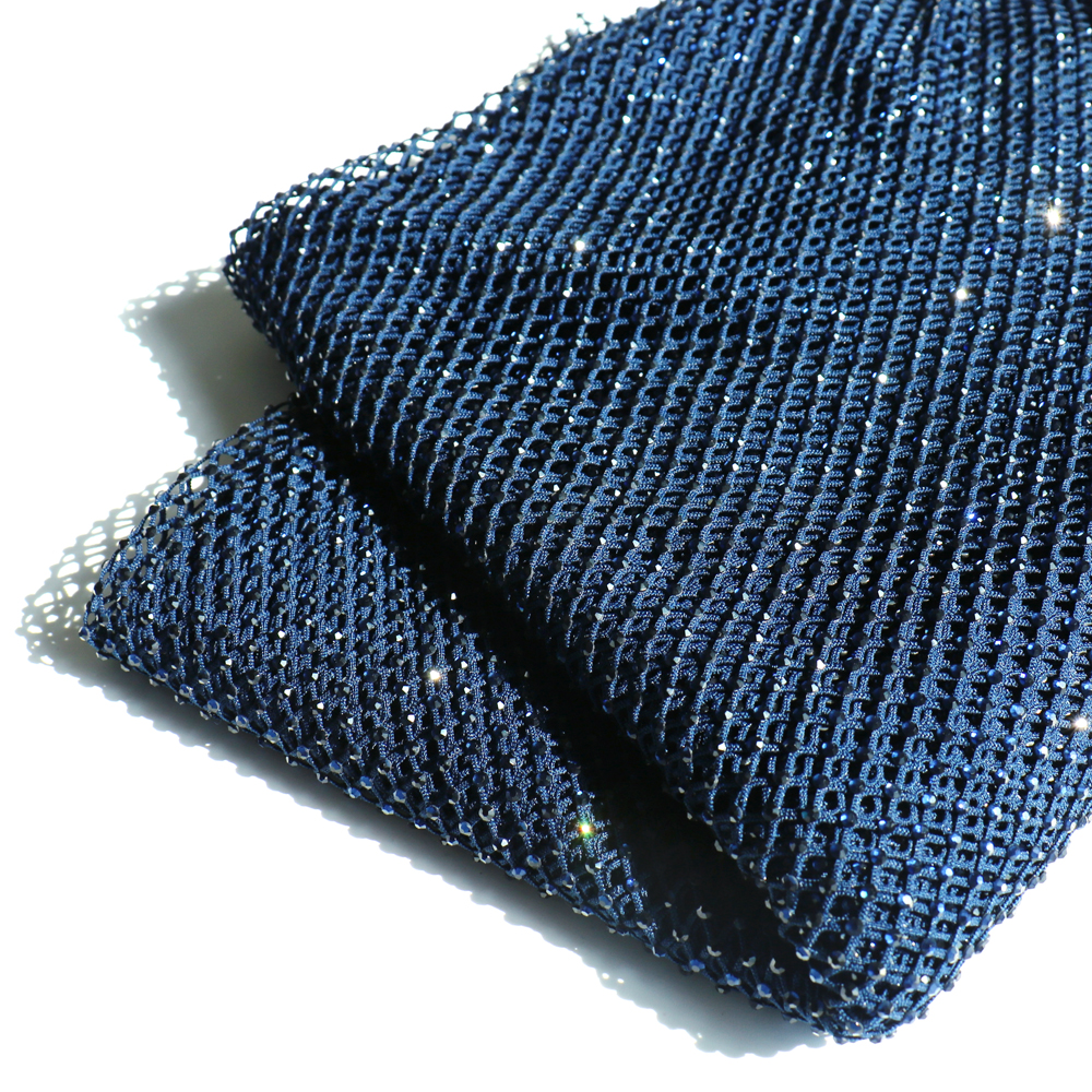 SS10 Rhinestones Mesh Navy Col - مراجعة Crystal Mesh Fabric وسعره