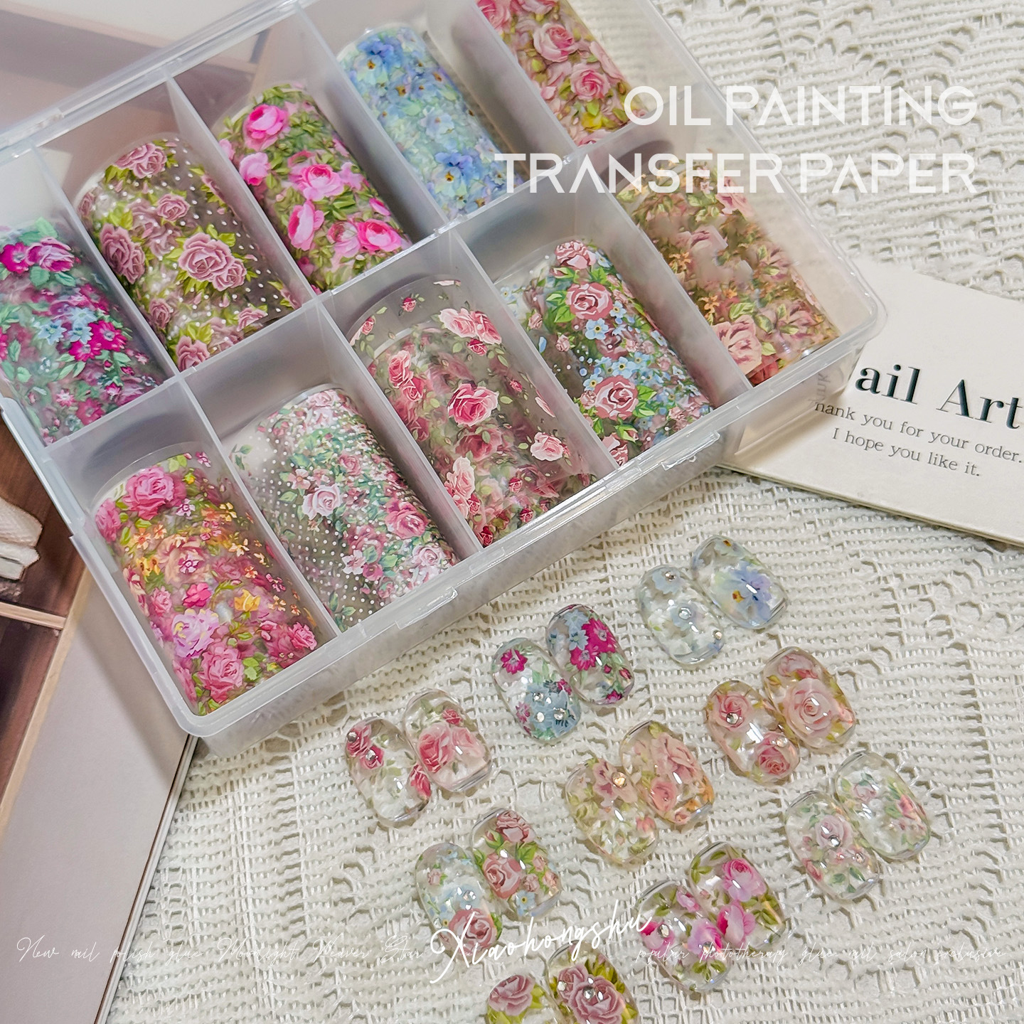 10 Rolls Rose Flower Nail Foil - مراجعة Glitter Vinyl Roll وسعره