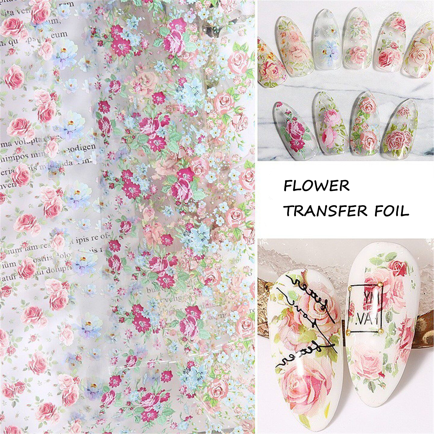 10 Rolls Rose Flower Nail Foil - مراجعة Glitter Vinyl Roll وسعره