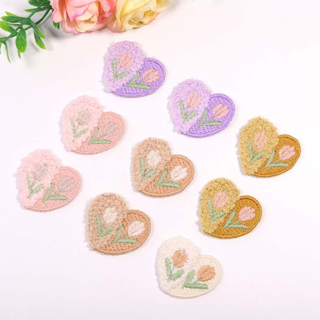 10PCS Wool Plush Love Flower A - مراجعة Applique Patch Flower وسعره