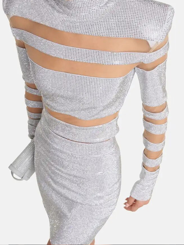 Sexy Two Piece Mesh Panel Band - مراجعة Sequin Fabric Panel وسعره