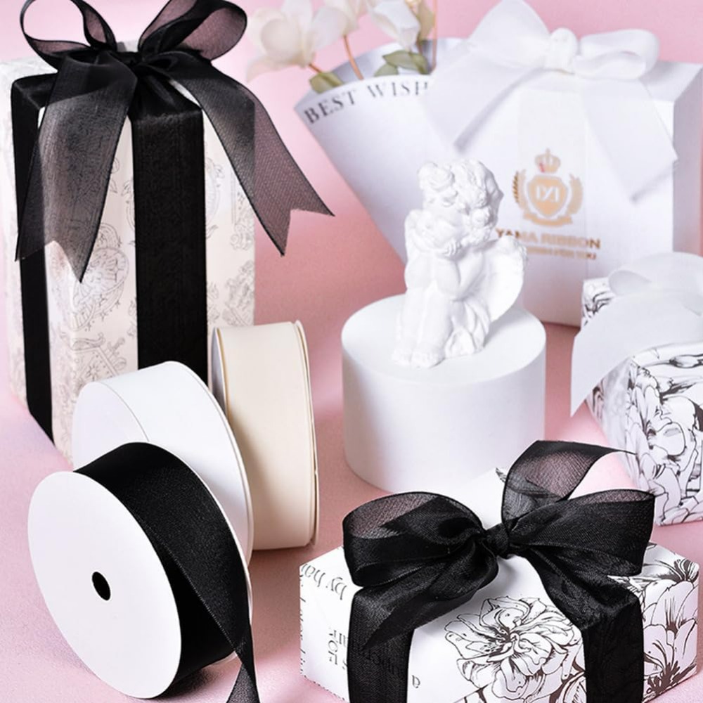 1Inch Black Organza Ribbon Wir - مراجعة Organza Ribbon Spool وسعره