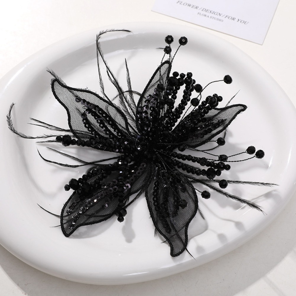 1PC Feather Pearl 3D Organza F - مراجعة Applique Patch Flower وسعره