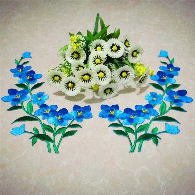 1/2pcs Nice Blue Flower Patch  - مراجعة Applique Patch Flower وسعره