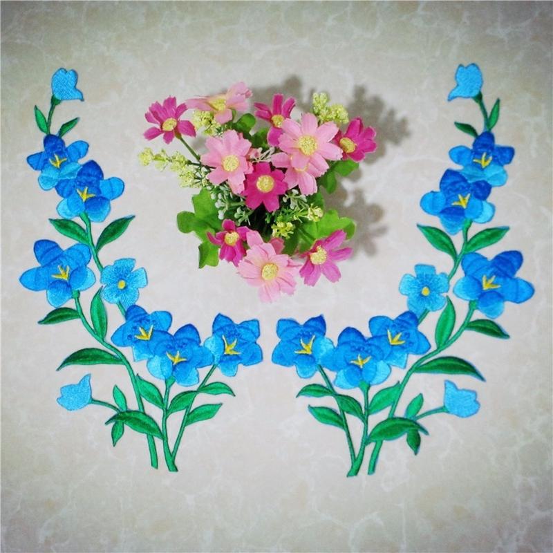 1/2pcs Nice Blue Flower Patch  - مراجعة Applique Patch Flower وسعره
