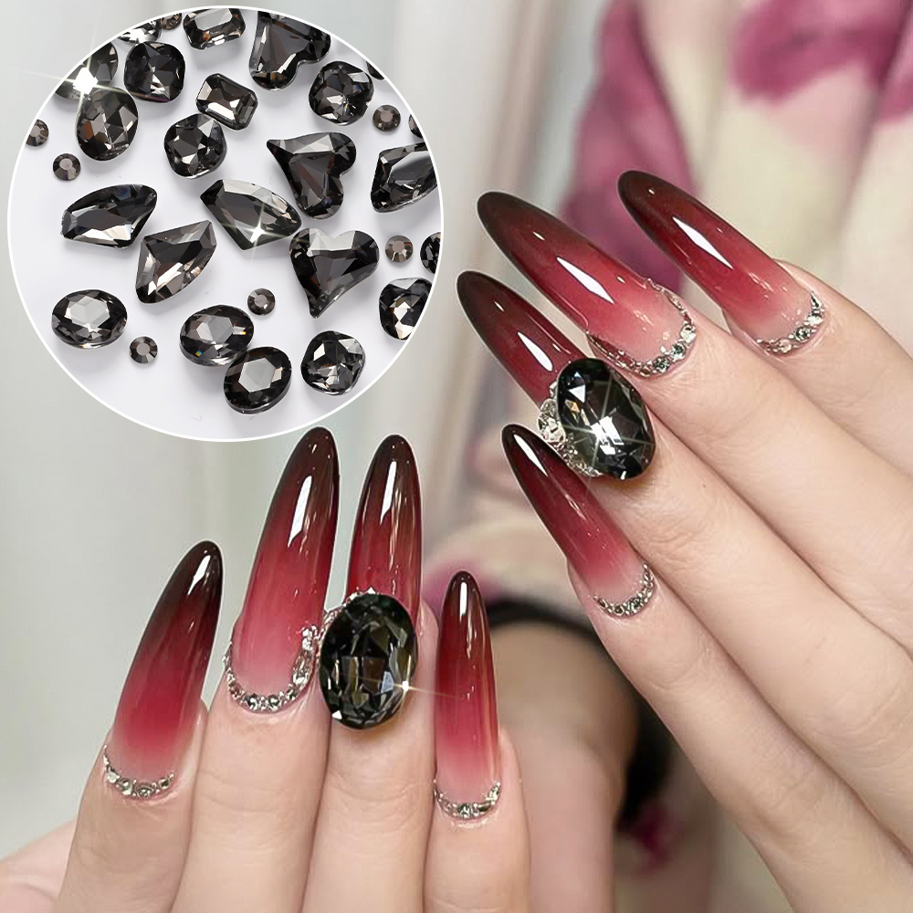 12Grids 3D Black Heart/Square/ - مراجعة Hotfix Rhinestone Sheet وسعره