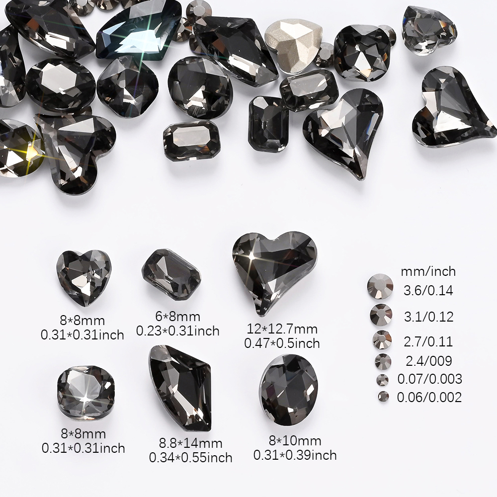 12Grids 3D Black Heart/Square/ - مراجعة Hotfix Rhinestone Sheet وسعره