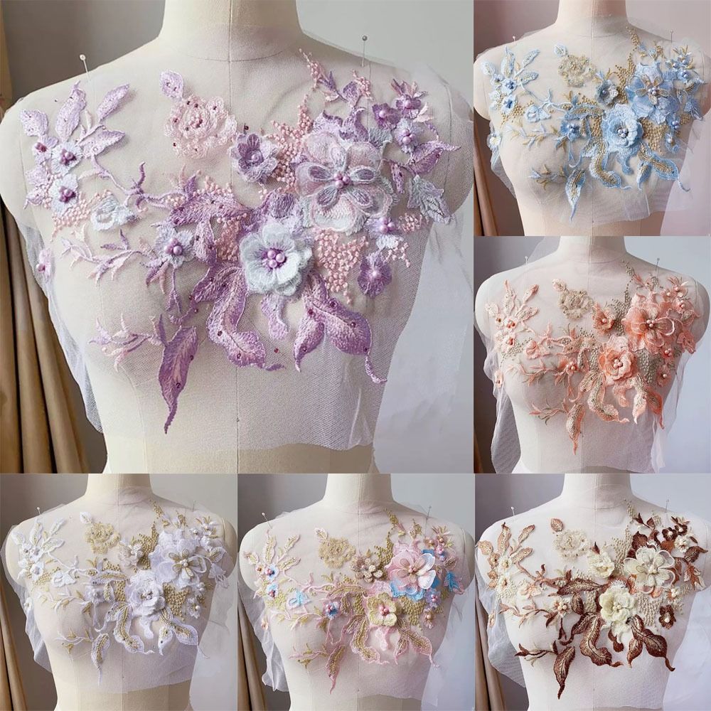 3D Flowers Beaded Lace Fabrics - مراجعة Applique Patch Flower وسعره