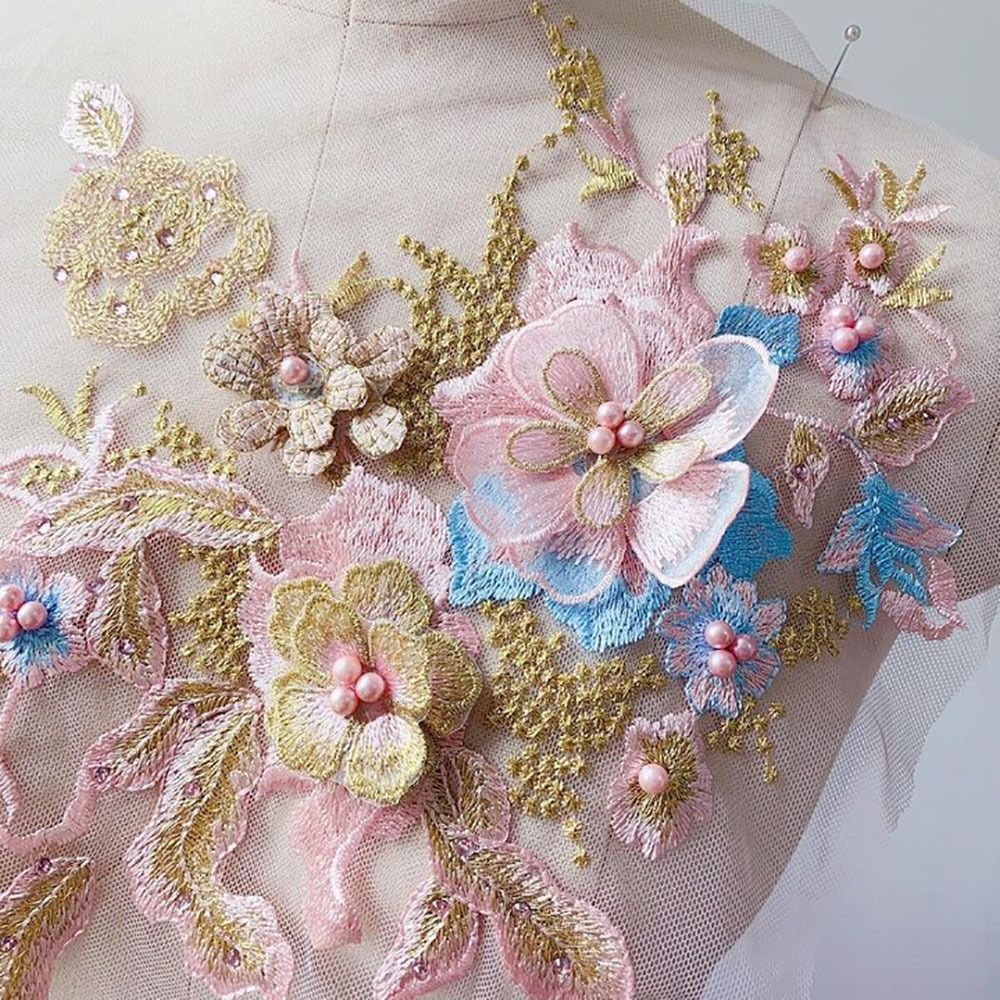 3D Flowers Beaded Lace Fabrics - مراجعة Applique Patch Flower وسعره