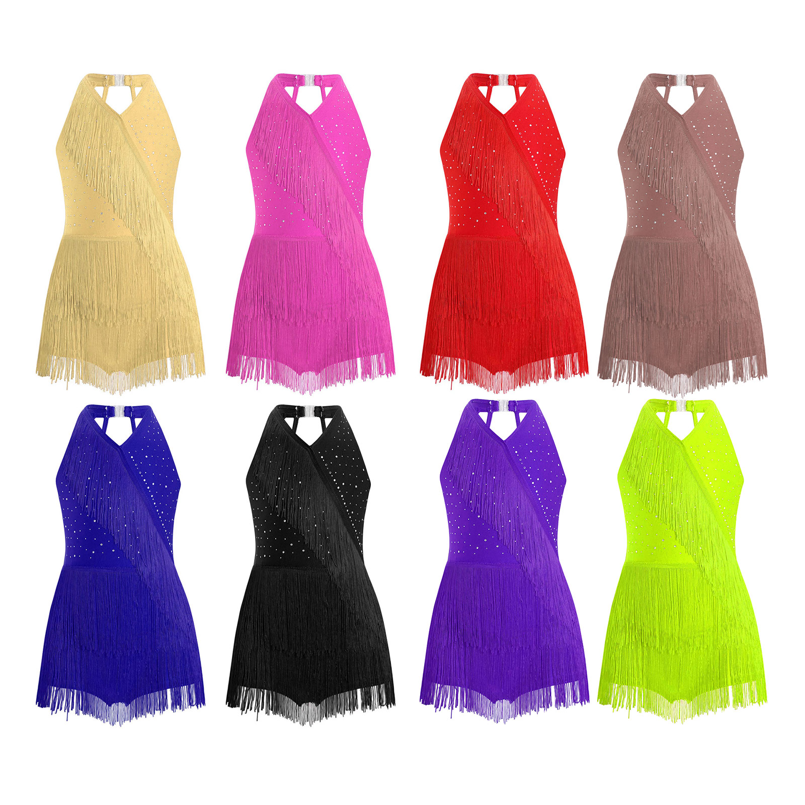 Kids Girls Shiny Tassel Leotar - مراجعة Rhinestone Banding Trim وسعره