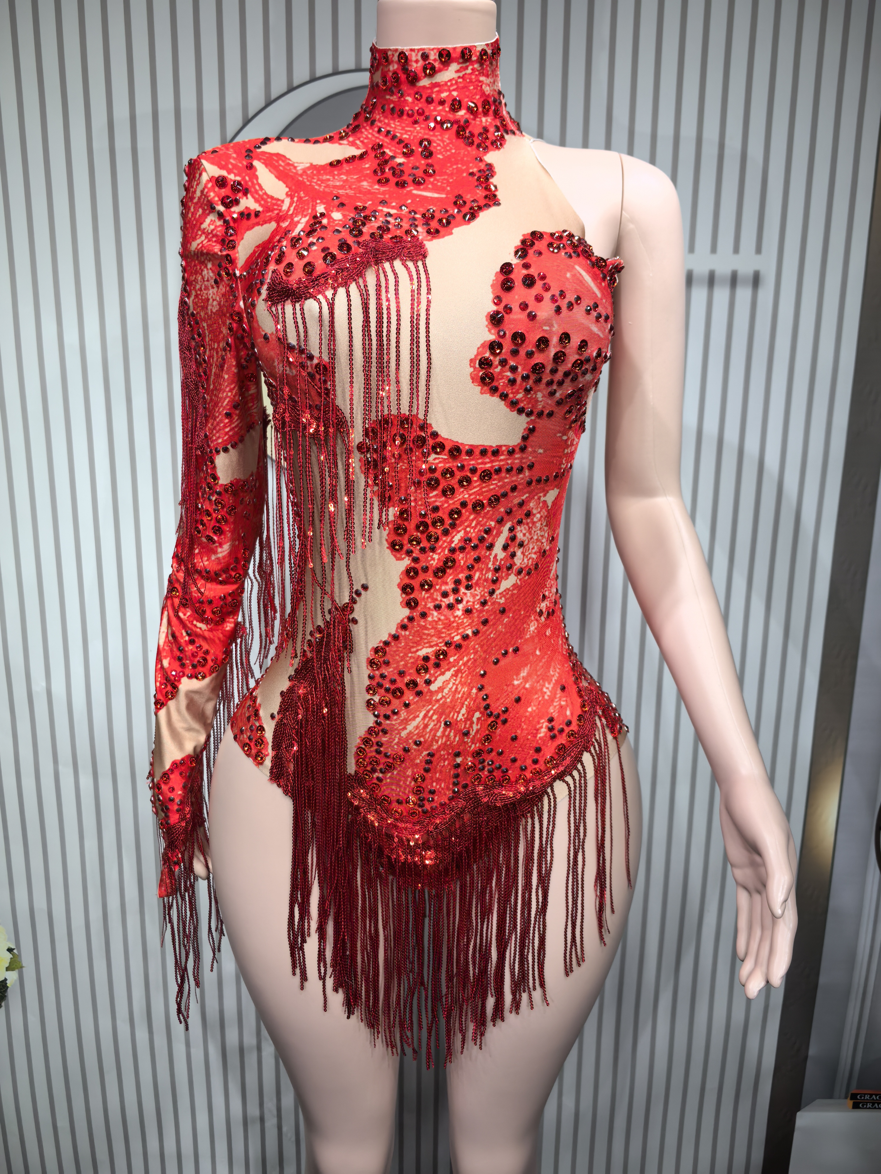 Sexy Skinny Leotard Singer Dan - مراجعة Rhinestone Banding Trim وسعره
