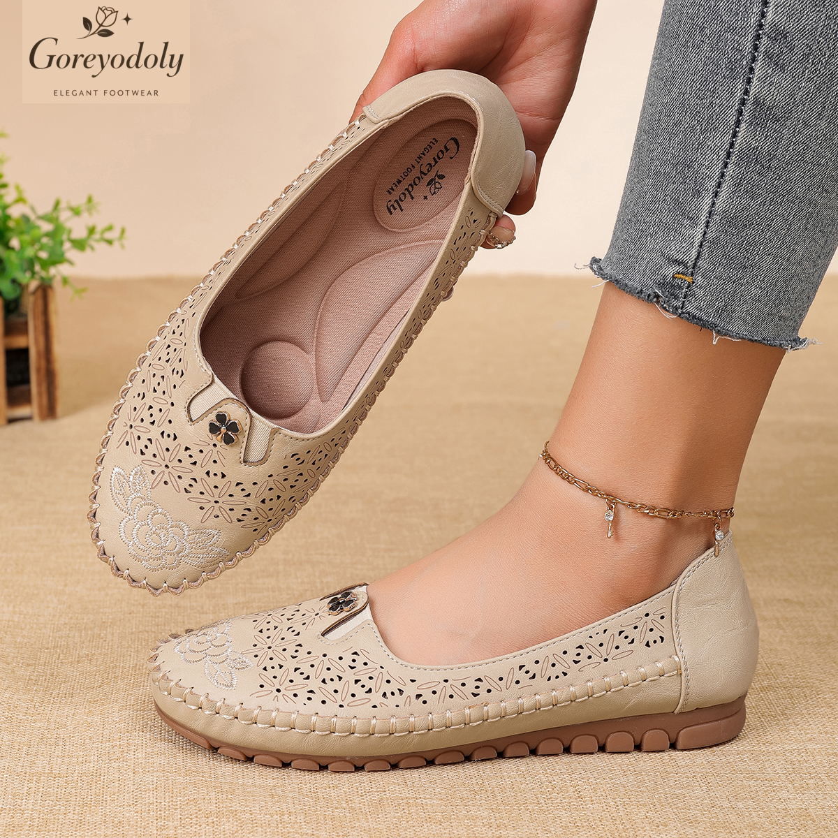 Goreyodoly women loafers flora - مراجعة Embroidery Embellishments وسعره