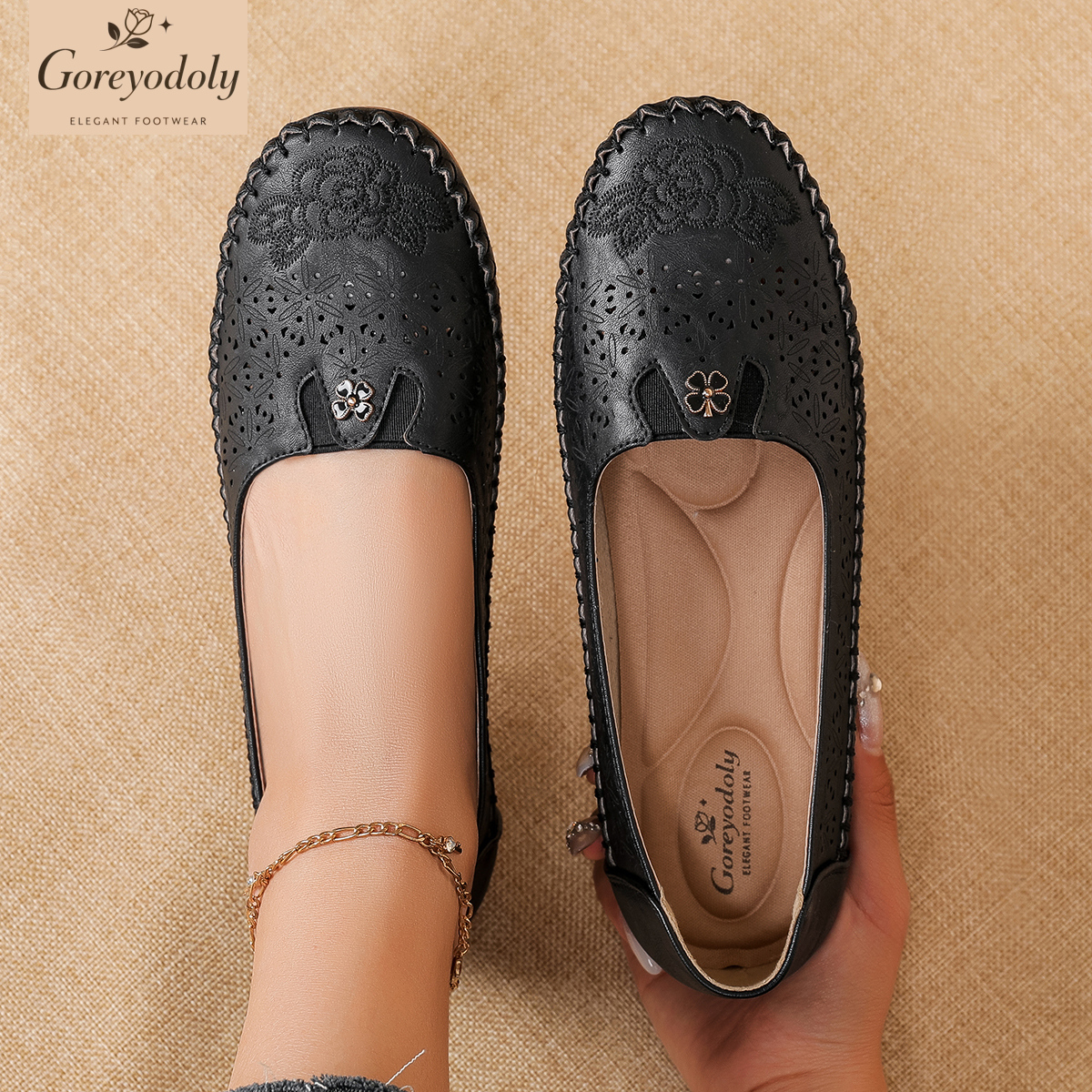 Goreyodoly women loafers flora - مراجعة Embroidery Embellishments وسعره