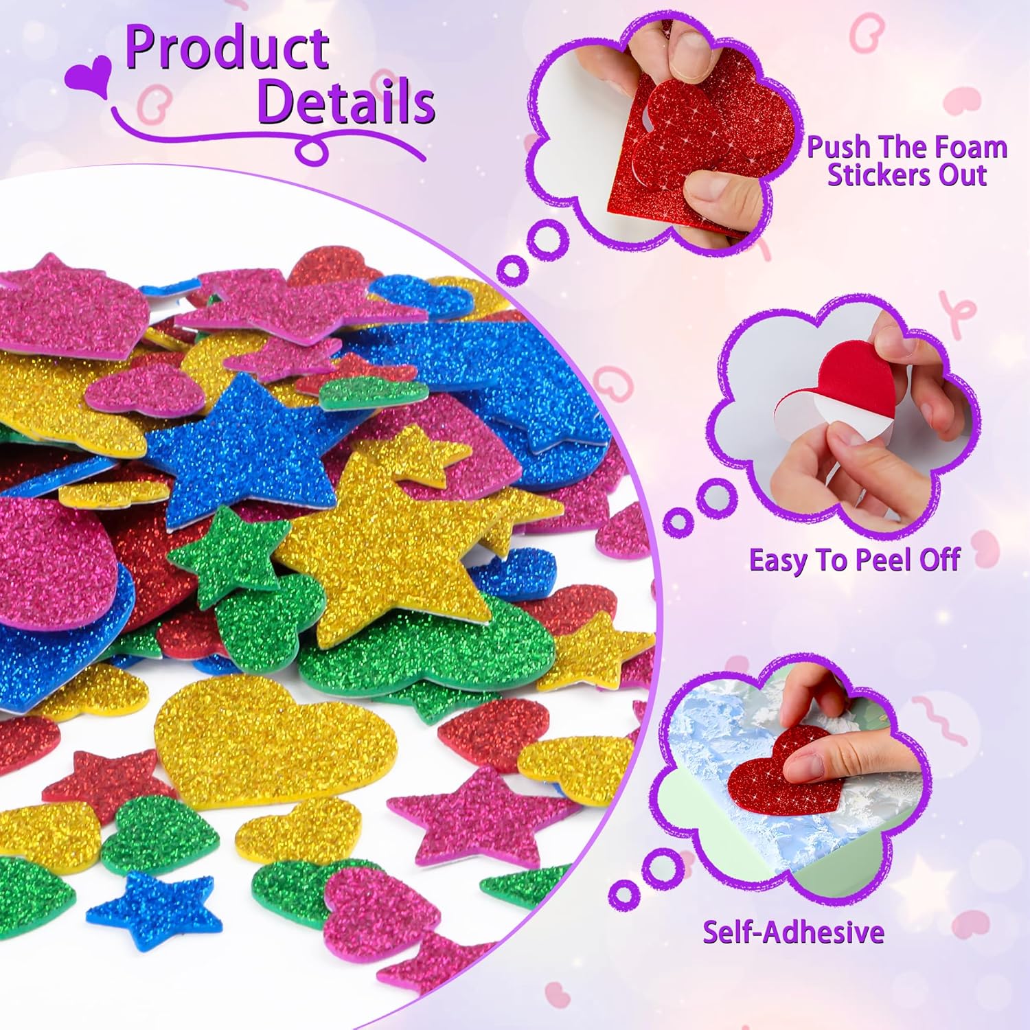625Pcs Glitter Heart Foam Stic - مراجعة Glitter Vinyl Roll وسعره