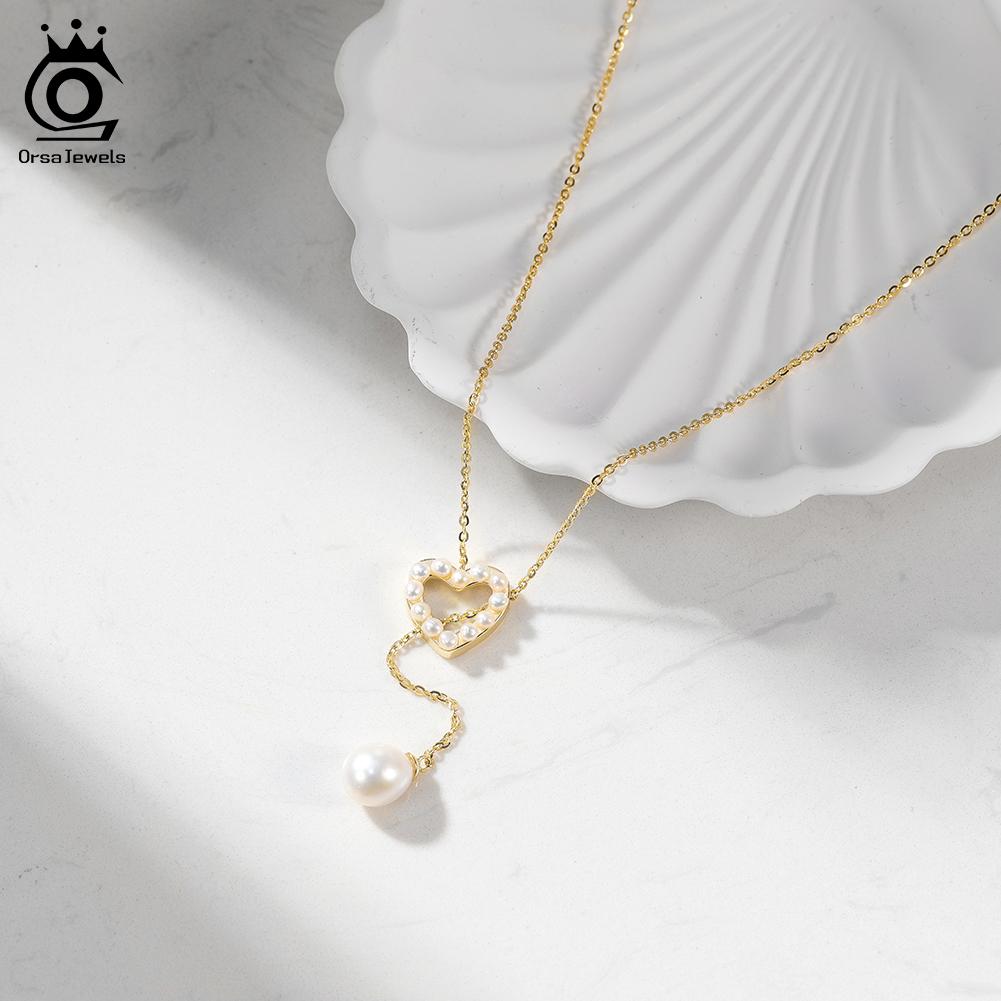 ORSA JEWELS S925 Love Heart Pe - مراجعة Pearl Trim Chain وسعره